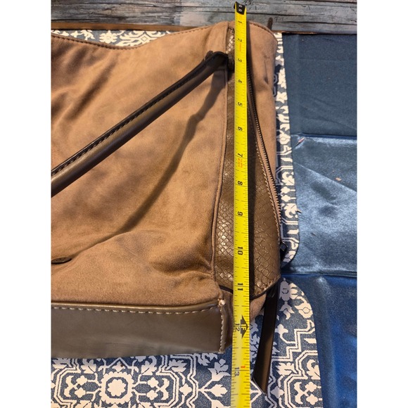 David Jones Paris Taupe Faux Leather Snakeskin Accent Hobo Shoulder Bag - Picture 12 of 13